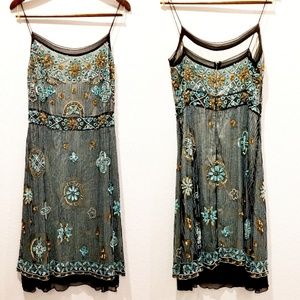 Vintage Inspired Beaded Sequined Cocktail Dress